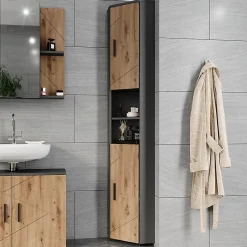 Vicco Armoire haute Anthracite/Artisan 33x192cm avec 2 portes