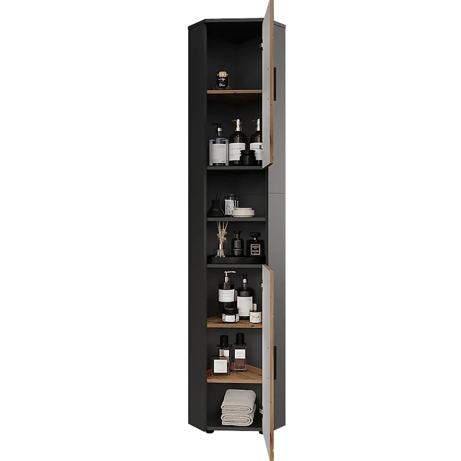 Vicco Armoire haute Anthracite/Artisan 33x192cm avec 2 portes