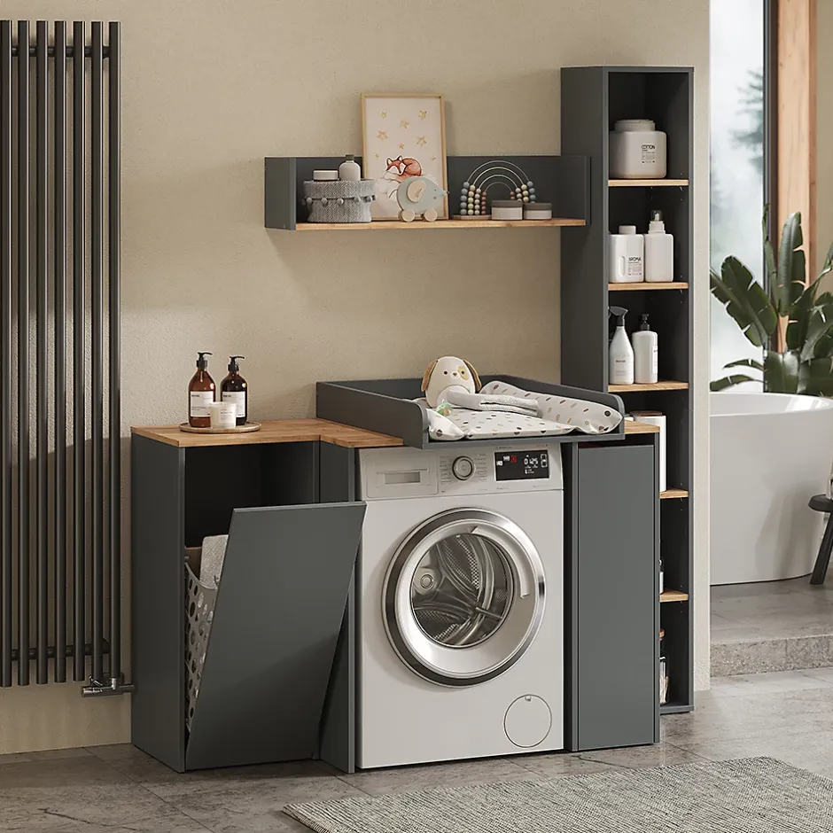 Vicco Armoire haute Anthracite/chêne doré 30x188.6cm