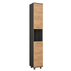 Vicco Armoire haute Anthracite/chêne doré 30.2x190cm avec 2 portes* Colonne De Salle De Bains