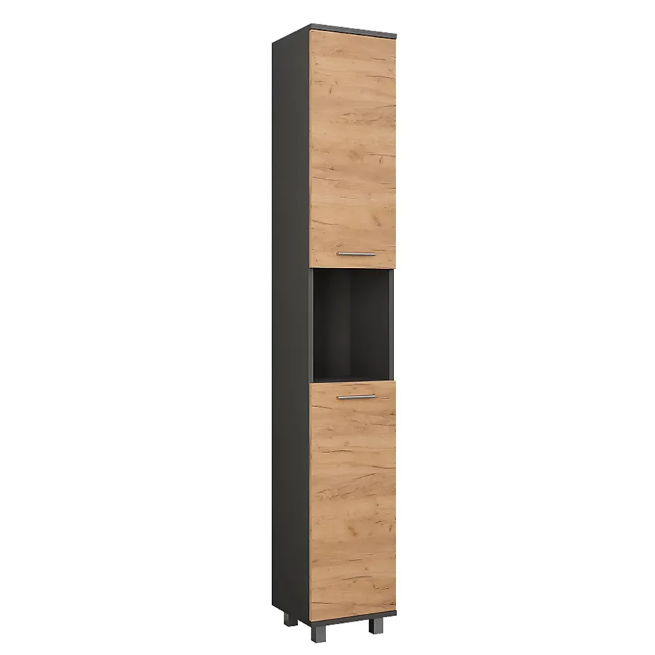 Vicco Armoire haute Anthracite/chêne doré 30.2x190cm avec 2 portes* Colonne De Salle De Bains