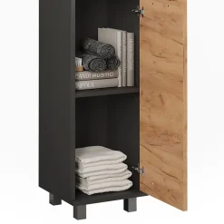 Vicco Armoire haute Anthracite/chêne doré 30.2x190cm avec 2 portes* Colonne De Salle De Bains