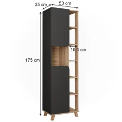 Vicco Armoire haute Sonoma/Anthracite 50x175cm avec 2 portes