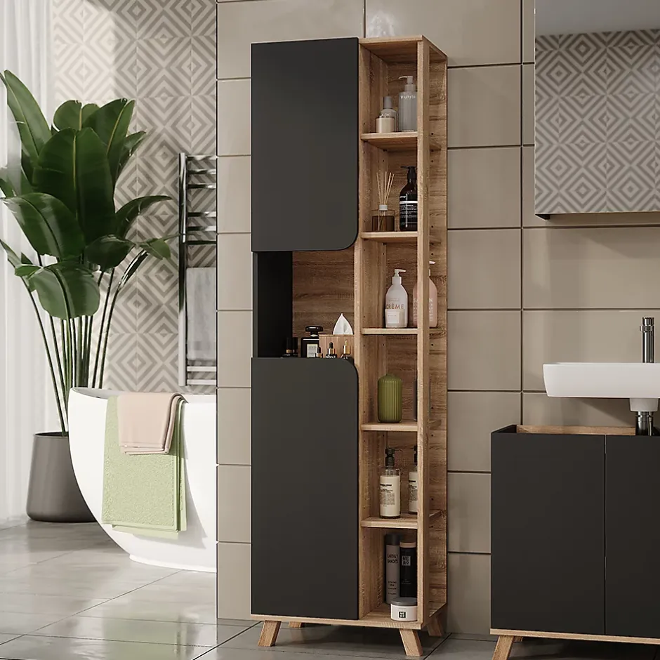 Vicco Armoire haute Sonoma/Anthracite 50x175cm avec 2 portes