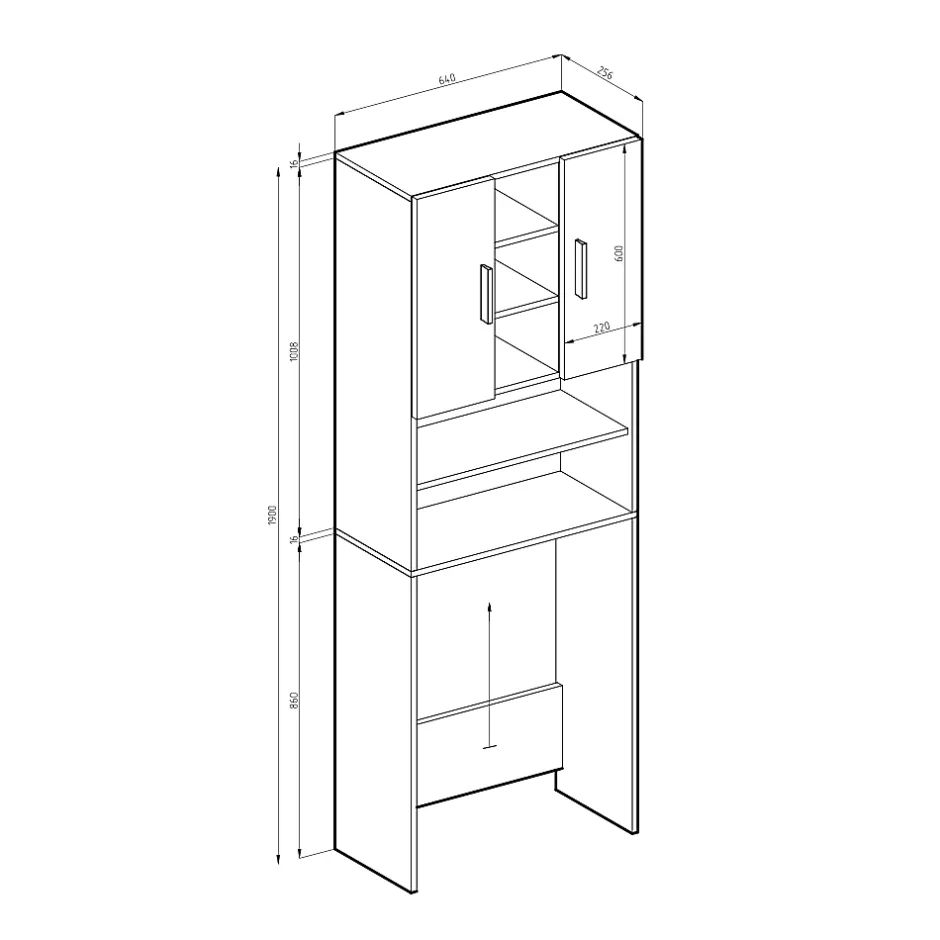 Vicco Armoire machine à laver Blanc 64x190cm