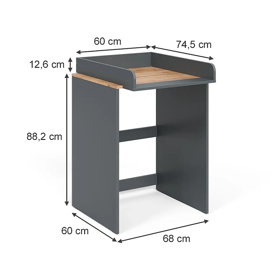 Vicco Armoire machine à laver Anthracite/chêne doré 68x88.2cm 2 pièces avec plan à langer