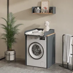 Vicco Armoire machine à laver Anthracite/chêne doré 68x88.2cm 2 pièces avec plan à langer