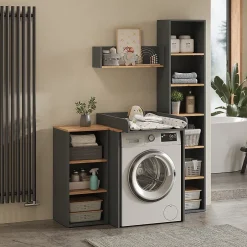 Vicco Armoire machine à laver Anthracite/chêne doré 68x88.2cm 2 pièces avec plan à langer