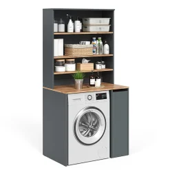 Vicco Armoire machine à laver Anthracite/chêne doré 93.6x88.2cm 2 pièces avec placard et étagère* Meuble Wc