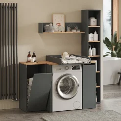 Vicco Armoire machine à laver Anthracite/chêne doré 93.6x88.2cm 2 pièces avec plan à langer