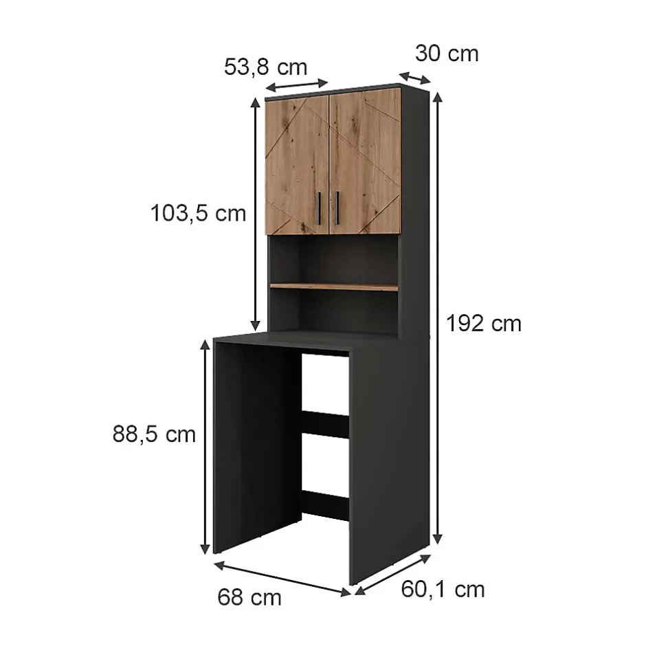 Vicco Armoire machine à laver Anthracite 68x88.5cm 2 pièces* Meuble Wc
