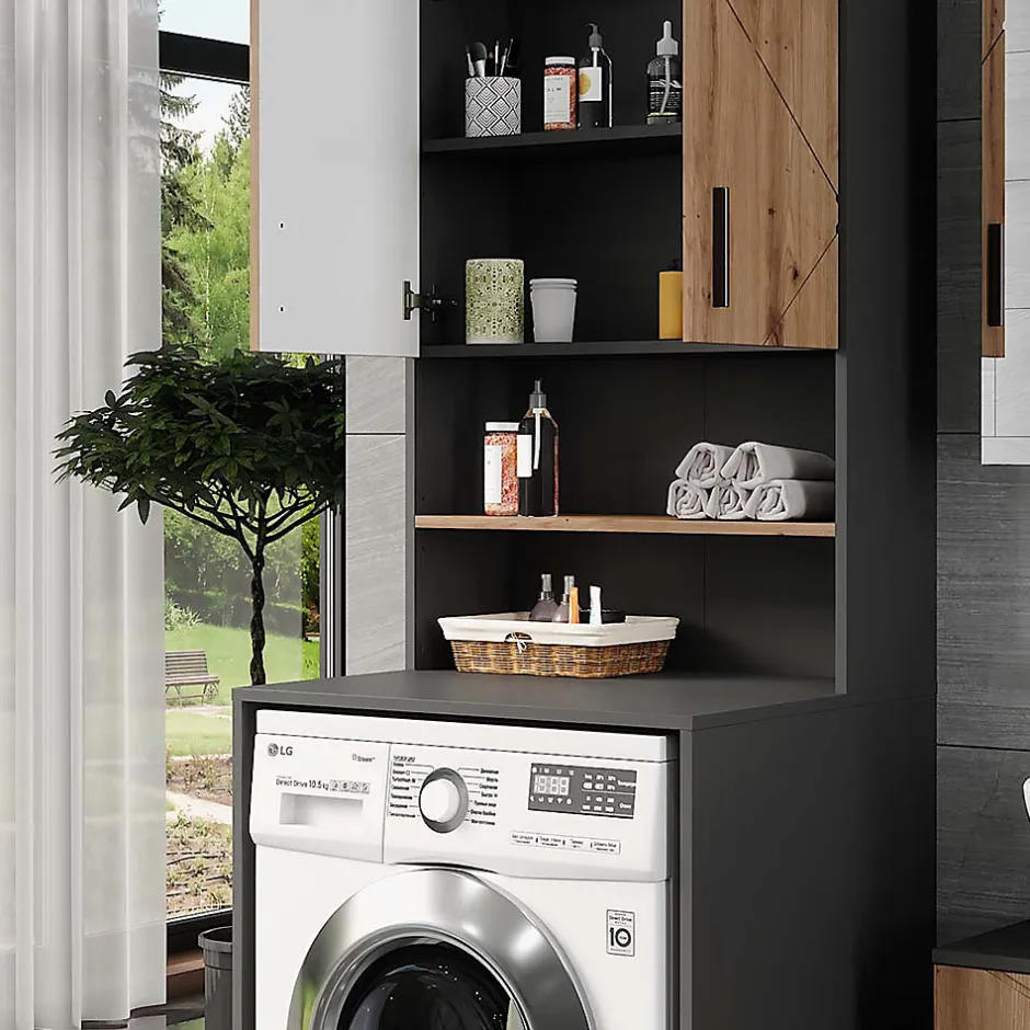 Vicco Armoire machine à laver Anthracite 68x88.5cm 2 pièces* Meuble Wc