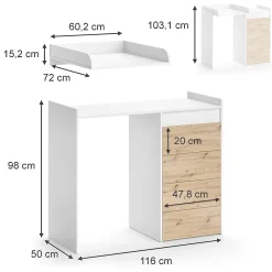 Vicco Armoire machine à laver Blanc 116x98cm avec 4 tiroirs