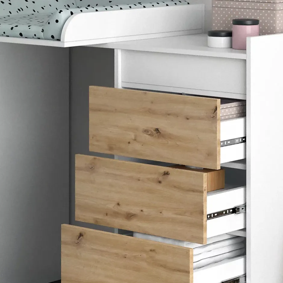Vicco Armoire machine à laver Blanc 116x98cm avec 4 tiroirs