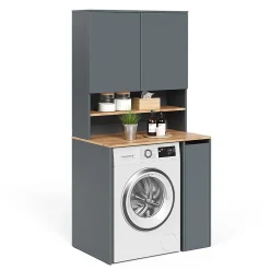 Vicco Armoire machine à laver Anthracite/chêne doré 93.6x88.2cm 2 pièces avec étagère* Meuble Wc