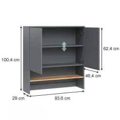 Vicco Armoire machine à laver Anthracite/chêne doré 93.6x100.4cm