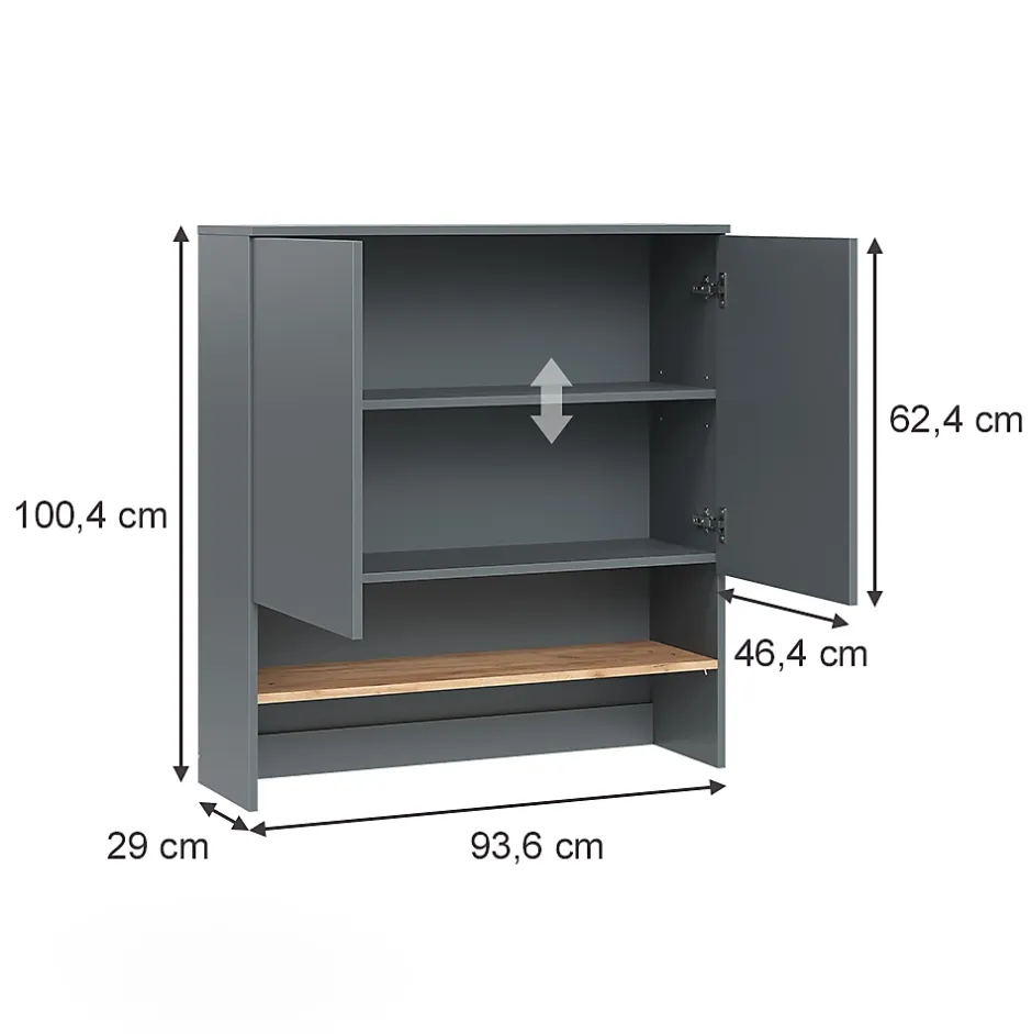 Vicco Armoire machine à laver Anthracite/chêne doré 93.6x100.4cm