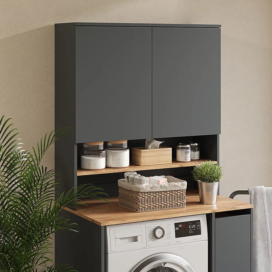 Vicco Armoire machine à laver Anthracite/chêne doré 93.6x100.4cm