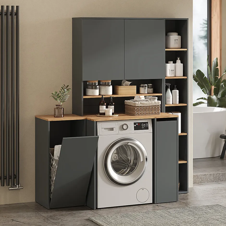 Vicco Armoire machine à laver Anthracite/chêne doré 93.6x100.4cm