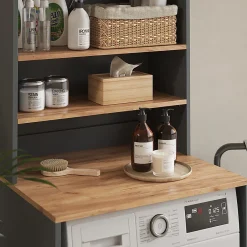 Vicco Armoire machine à laver Anthracite/chêne doré 66x88.2cm 2 parties avec étagère