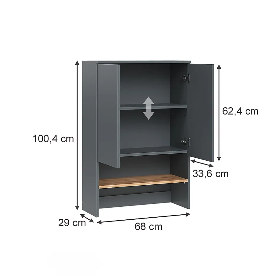 Vicco Armoire machine à laver Anthracite/chêne doré 68x100.4cm