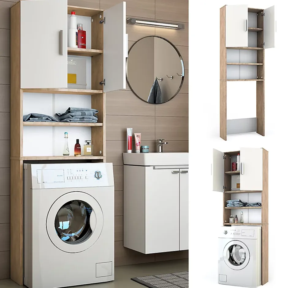Vicco Armoire machine à laver Blanc/Sonoma 64x190cm