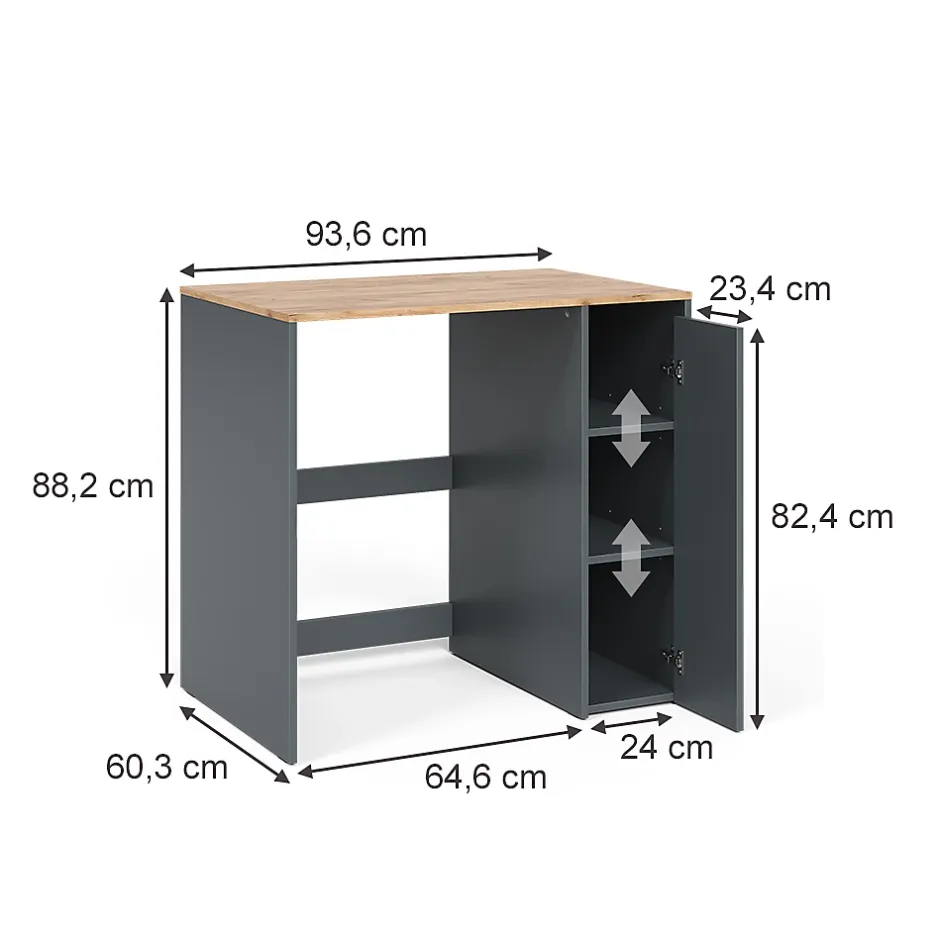 Vicco Armoire machine à laver Anthracite/chêne doré 93.6x88.2cm Meuble sous la machine à laver* Meuble Wc