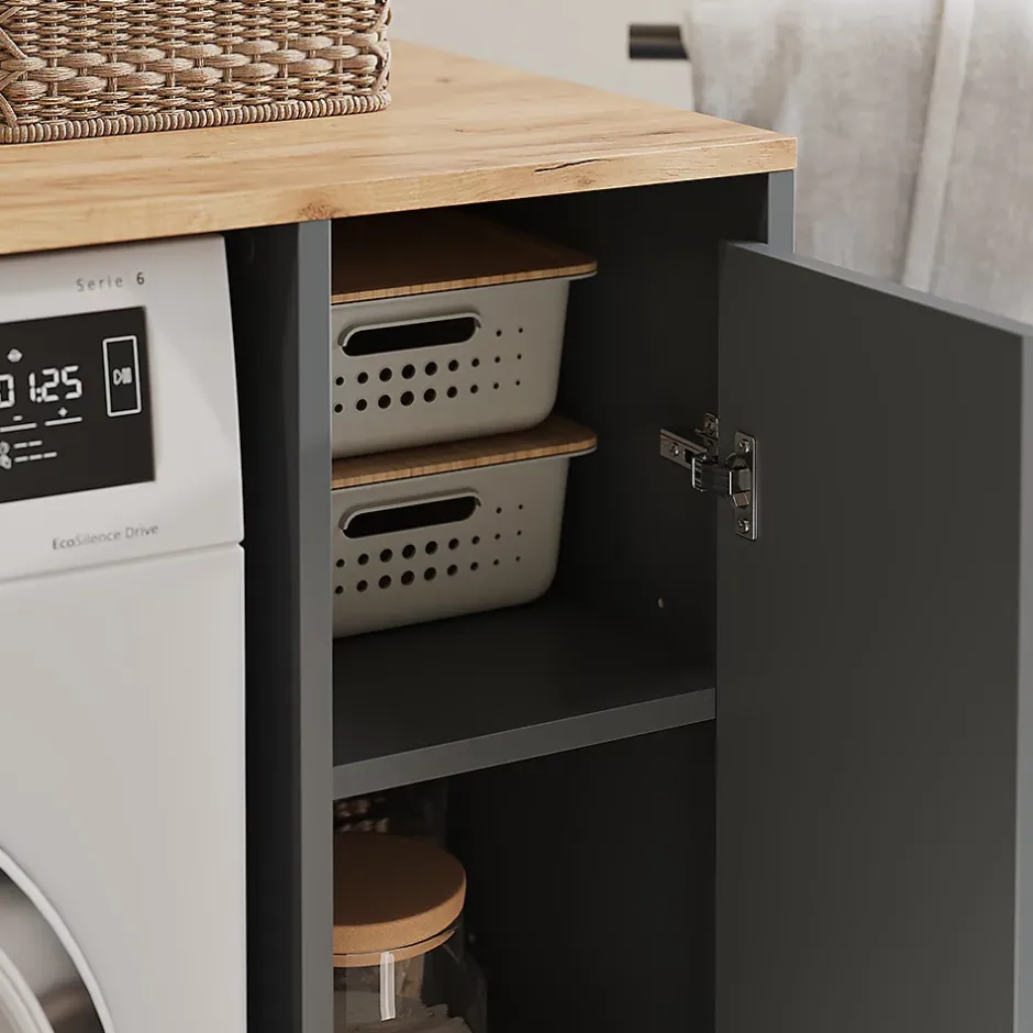 Vicco Armoire machine à laver Anthracite/chêne doré 93.6x88.2cm Meuble sous la machine à laver* Meuble Wc
