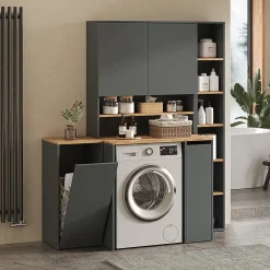 Vicco Armoire machine à laver Anthracite/chêne doré 93.6x88.2cm Meuble sous la machine à laver* Meuble Wc
