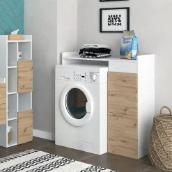 Vicco Armoire machine à laver Blanc 99x98cm avec 2 tiroirs