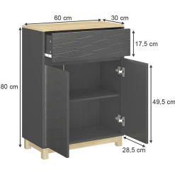 Vicco Armoire Midisch Anthracite 60x80cm avec tiroir* Armoire De Salle De Bains