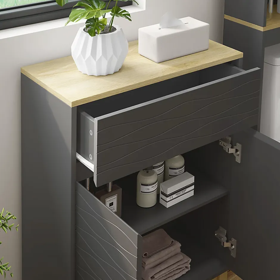 Vicco Armoire Midisch Anthracite 60x80cm avec tiroir* Armoire De Salle De Bains