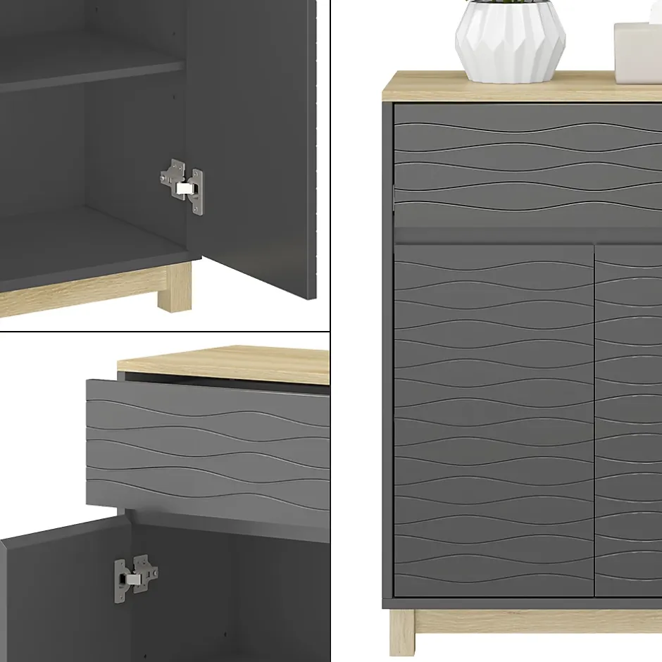 Vicco Armoire Midisch Anthracite 60x80cm avec tiroir* Armoire De Salle De Bains