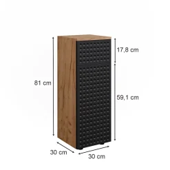 Vicco Armoire midisch Anthracite à pois 30x81cm avec 1 tiroir, 2 compartiments, salle de bain* Armoire De Salle De Bains