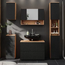 Vicco Armoire midisch Anthracite à pois 30x81cm avec 1 tiroir, 2 compartiments, salle de bain* Armoire De Salle De Bains