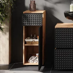 Vicco Armoire midisch Anthracite à pois 30x81cm avec 1 tiroir, 2 compartiments, salle de bain* Armoire De Salle De Bains