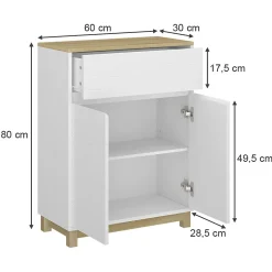 Vicco Armoire Midisch Blanc 60x80cm avec tiroir* Armoire De Salle De Bains