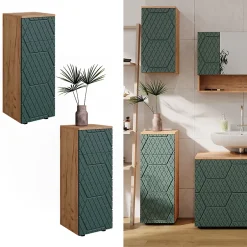 Vicco Armoire midisch Vert/force de lor Chêne 30x81cm avec 1 tiroir, 2 compartiments, salle de bain* Armoire De Salle De Bains
