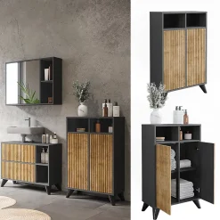 Vicco Armoire Midischrank Anthracite/Chêne de montagne 60x97cm avec 2 portes