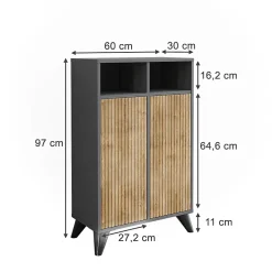 Vicco Armoire Midischrank Anthracite/Chêne de montagne 60x97cm avec 2 portes