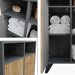 Vicco Armoire Midischrank Anthracite/Chêne de montagne 60x97cm avec 2 portes