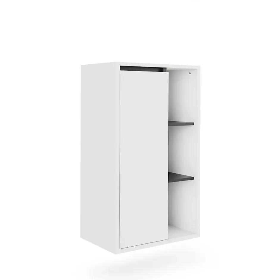 Vicco Armoire Midischrank blanc/gris 50x86cm avec des étagères ouvertes* Armoire De Salle De Bains