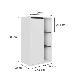 Vicco Armoire Midischrank blanc/gris 50x86cm avec des étagères ouvertes* Armoire De Salle De Bains