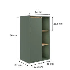 Vicco Armoire Midischrank Vert/Artisan 50x86cm avec des étagères ouvertes