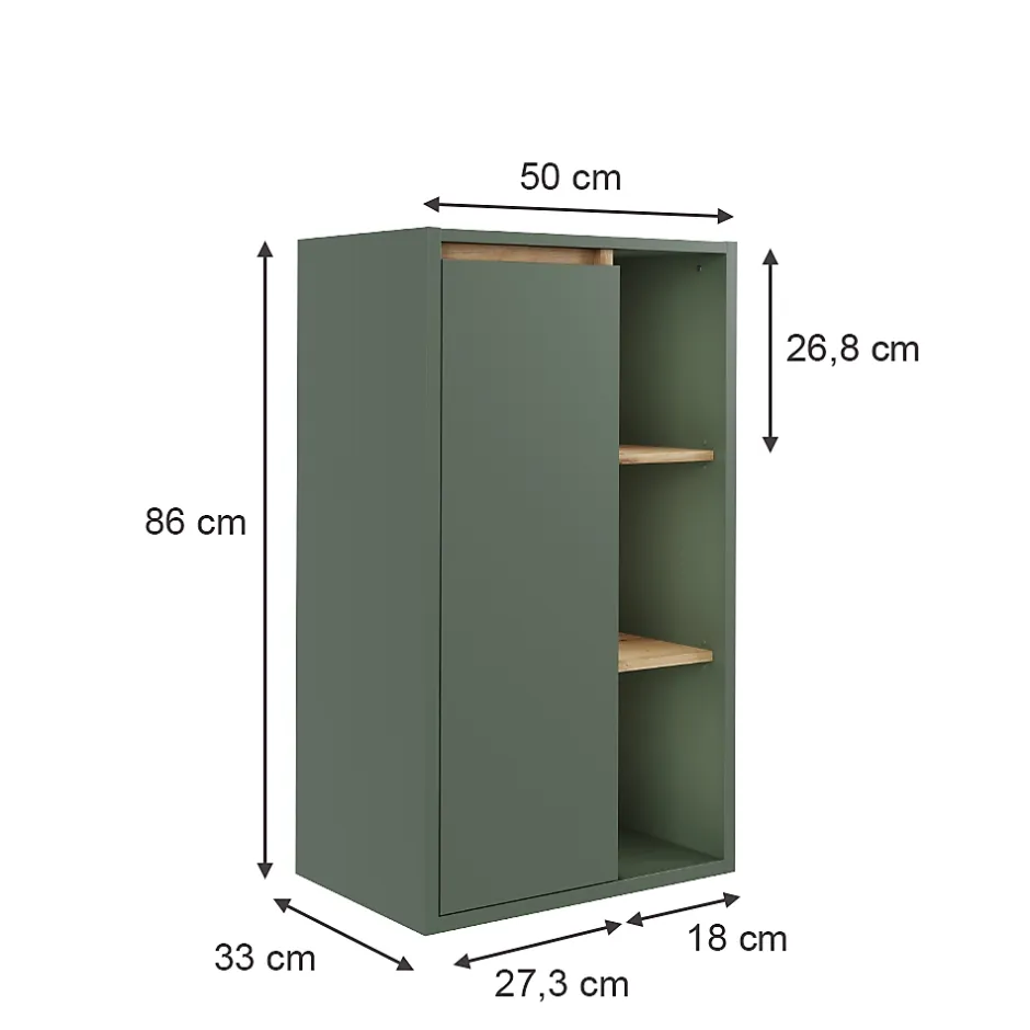 Vicco Armoire Midischrank Vert/Artisan 50x86cm avec des étagères ouvertes