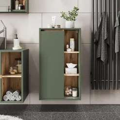 Vicco Armoire Midischrank Vert/Artisan 50x86cm avec des étagères ouvertes
