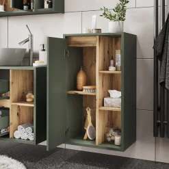 Vicco Armoire Midischrank Vert/Artisan 50x86cm avec des étagères ouvertes