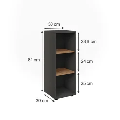 Vicco Armoire Midischrank Anthracite/Artisan 30x81cm avec 3 compartiments de rangement* Armoire De Salle De Bains