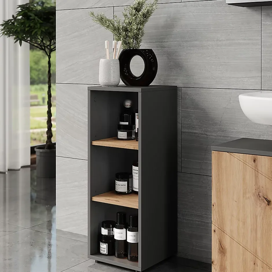 Vicco Armoire Midischrank Anthracite/Artisan 30x81cm avec 3 compartiments de rangement* Armoire De Salle De Bains