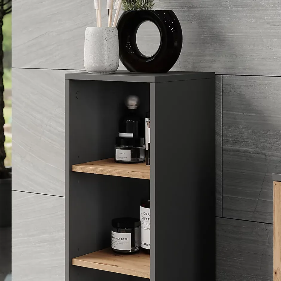 Vicco Armoire Midischrank Anthracite/Artisan 30x81cm avec 3 compartiments de rangement* Armoire De Salle De Bains